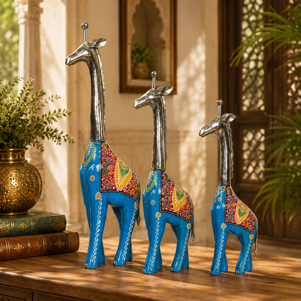 Wooden Hand painted Giraffe Sculptures