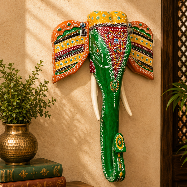 Wooden Hand painted Elephant Statue