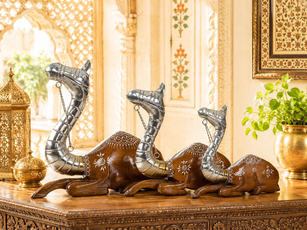 Wooden Hand painted Camel Statue