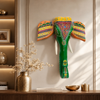 Decorative Handcrafted Elephant Big Head Wall Hanging – Hand Painted Traditional Art