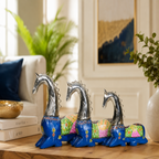 Decorative Handcrafted Horse Figurine Set – Metal Finish & Hand Painted Traditional Art