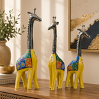 Decorative Handcrafted Giraffe Figurine Set – Metal Finish & Hand Painted Traditional Art
