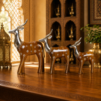 Decorative Handcrafted Deer Figurine Set – Antique Mustard Finish