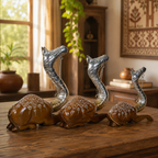 Decorative Handcrafted Camel Sculpture Set – Brown Natural  Hand Painted Finish
