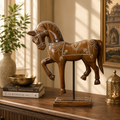 Decorative Handcrafted Standing Horse Figurine – Traditional Hand Painted Wooden Art