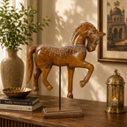 Decorative Handcrafted Standing Horse Figurine – Traditional Hand Painted Wooden Art