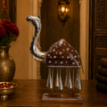 Decorative Handcrafted Camel Sculpture with Hanging Bells – Brown Natural  Hand Painted Finish