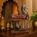 Decorative Handcrafted Horse Figurine with Hanging Bells – Metal Finish & Hand Painted Traditional Art