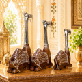 Decorative Handcrafted Camel Sculpture Set – Brown Natural  Hand Painted Finish
