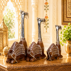 Decorative Handcrafted Camel Sculpture Set – Brown Natural  Hand Painted Finish