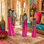 Decorative Handcrafted Elephant Candle Holder Set – Metal & Hand Painted Finish