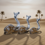 Decorative Handcrafted Camel Sculpture Set – Brown Natural  Hand Painted Finish