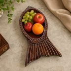 Handcrafted Wooden Decorative Tray – Embossed Hand-Painted Traditional Rajasthani Art