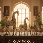Decorative Handcrafted Zebra Horse Figurine Set – Metal Finish & Hand Painted Art