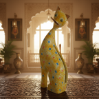 Decorative Handcrafted Wooden Cat Figurine – Hand Painted Finish