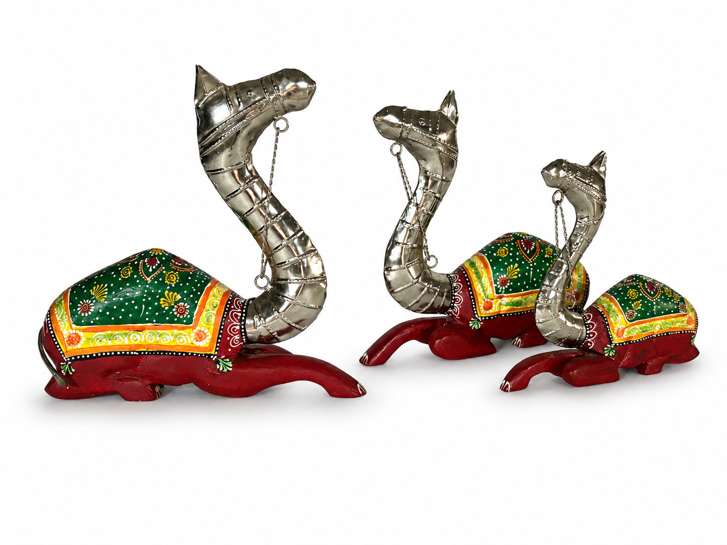 Decorative Handcrafted Camel Sculpture Set – Traditional Hand Painted Finish