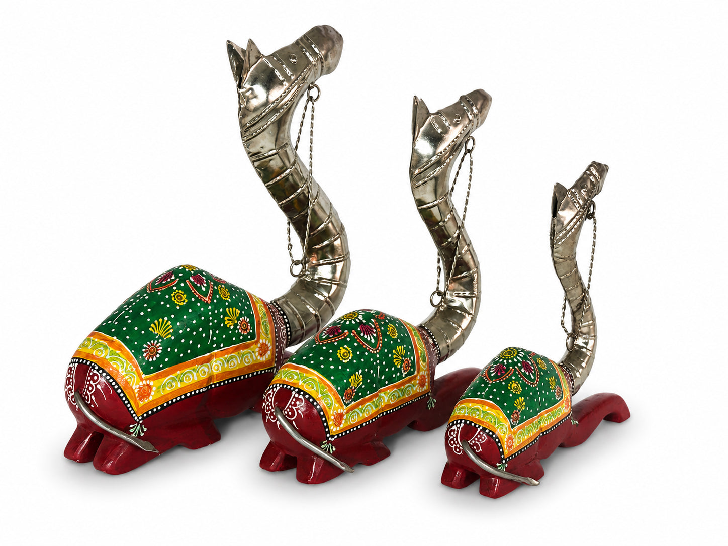 Decorative Handcrafted Camel Sculpture Set – Traditional Hand Painted Finish