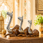 Decorative Handcrafted Camel Sculpture Set – Brown Natural  Hand Painted Finish