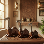 Decorative Handcrafted Camel Sculpture Set – Brown Natural  Hand Painted Finish