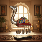 Decorative Handcrafted Camel Sculpture with Hanging Bells – Traditional Hand Painted Finish