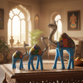 Decorative Handcrafted Camel Sculpture Set – Multicolor Hand Painted Finish
