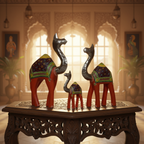 Decorative Handcrafted Camel Sculpture Set – Multicolor Hand Painted Finish