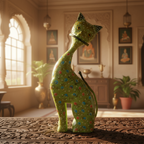 Decorative Handcrafted Wooden Cat Figurine – Hand Painted Finish