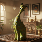 Decorative Handcrafted Wooden Cat Figurine – Hand Painted Finish