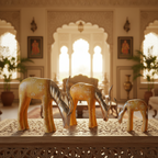 Decorative Handcrafted Deer Figurine Set – Antique Mustard Finish