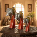 Decorative Handcrafted Elephant Candle Holder Set – Metal & Hand Painted Finish