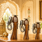 Decorative Handcrafted Elephant Candle Holder Set – Metal & Hand Painted Finish