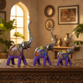 Decorative Handcrafted Elephant Figurine Set – Multicolor Hand Painted Finish