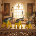 Decorative Handcrafted Elephant Figurine Set – Multicolor Hand Painted Finish