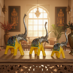 Decorative Handcrafted Elephant Figurine Set – Multicolor Hand Painted Finish
