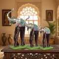 Decorative Handcrafted Elephant Figurine Set – Multicolor Hand Painted Finish