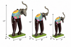 Decorative Handcrafted Elephant Figurine Set – Multicolor Hand Painted Finish