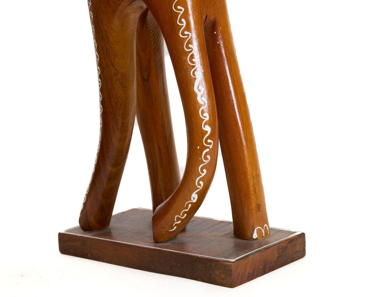 Decorative Handcrafted Elephant Figurine Set – Brown Natural  Hand Painted Finish