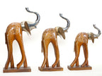 Decorative Handcrafted Elephant Figurine Set – Brown Natural  Hand Painted Finish