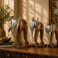 Decorative Handcrafted Elephant Figurine Set – Metal Finish & Hand Painted Traditional Art