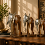 Decorative Handcrafted Elephant Figurine Set – Metal Finish & Hand Painted Traditional Art