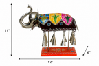 Decorative Handcrafted Elephant Sculpture with Hanging Bells – Multicolor Hand Painted Finish