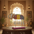Decorative Handcrafted Elephant Sculpture with Hanging Bells – Multicolor Hand Painted Finish