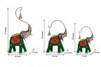 Decorative Handcrafted Elephant Figurine Set – Metal & Hand Painted Finish