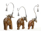 Decorative Handcrafted Elephant Figurine Set – Metal & Hand Painted Finish