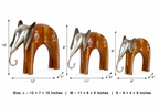 Decorative Handcrafted Elephant Figurine Set – Metal & Hand Painted Finish