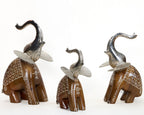 Decorative Handcrafted Elephant Figurine Set – Metal & Hand Painted Finish