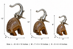 Decorative Handcrafted Elephant Figurine Set – Metal & Hand Painted Finish