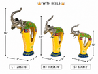 Decorative Handcrafted Elephant Figurine Set with Bell Accent – Metal & Hand Painted Finish