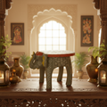 Handcrafted Wooden Elephant Stool – Traditional Hand-Painted Decorative Accent Table