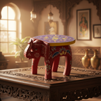 Handcrafted Wooden Elephant Stool – Traditional Hand-Painted Decorative Accent Table